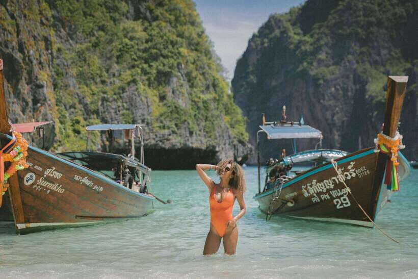 From Phi Phi: Full Day 7 Island Tour by Longtail with Sunset - Pileh Lagoon and Loh Samah Bay: your main swim and snorkel stretch
